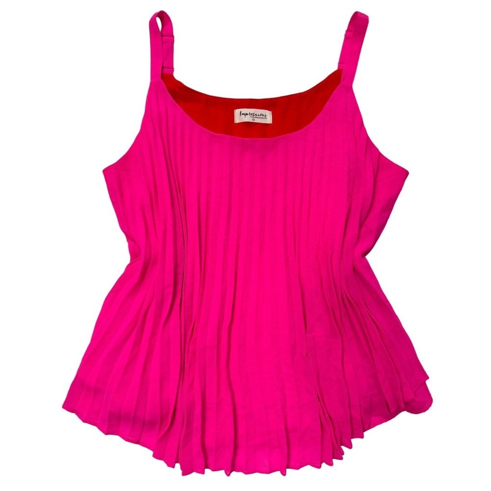 Impressions Womens Hot Pink Red Sleeveless Relaxed Fit Blouse Size 1X